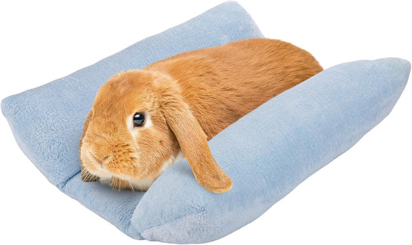 MEWTOGO 15.7" X 14" Bunny Bed for Rabbit Cage - Thickened Soft Prevent Sore Hocks Plush Mat with Cotton Lounger Pillows, Small Animal Flop Mat for Hutch Sleeping Indoor, Gray-Star12