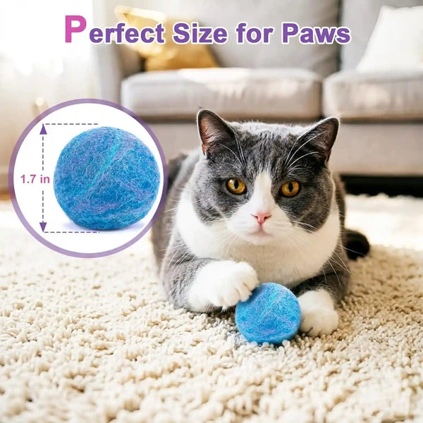 Retro Shaw Catnip Balls with Bell inside - 6 Pcs Interactive Catnip & Silvervine Cat Toys, Durable Wool Balls for Indoor Cats, Kitten Teething Toys, Natural Catnip Toys for Bored Cats5