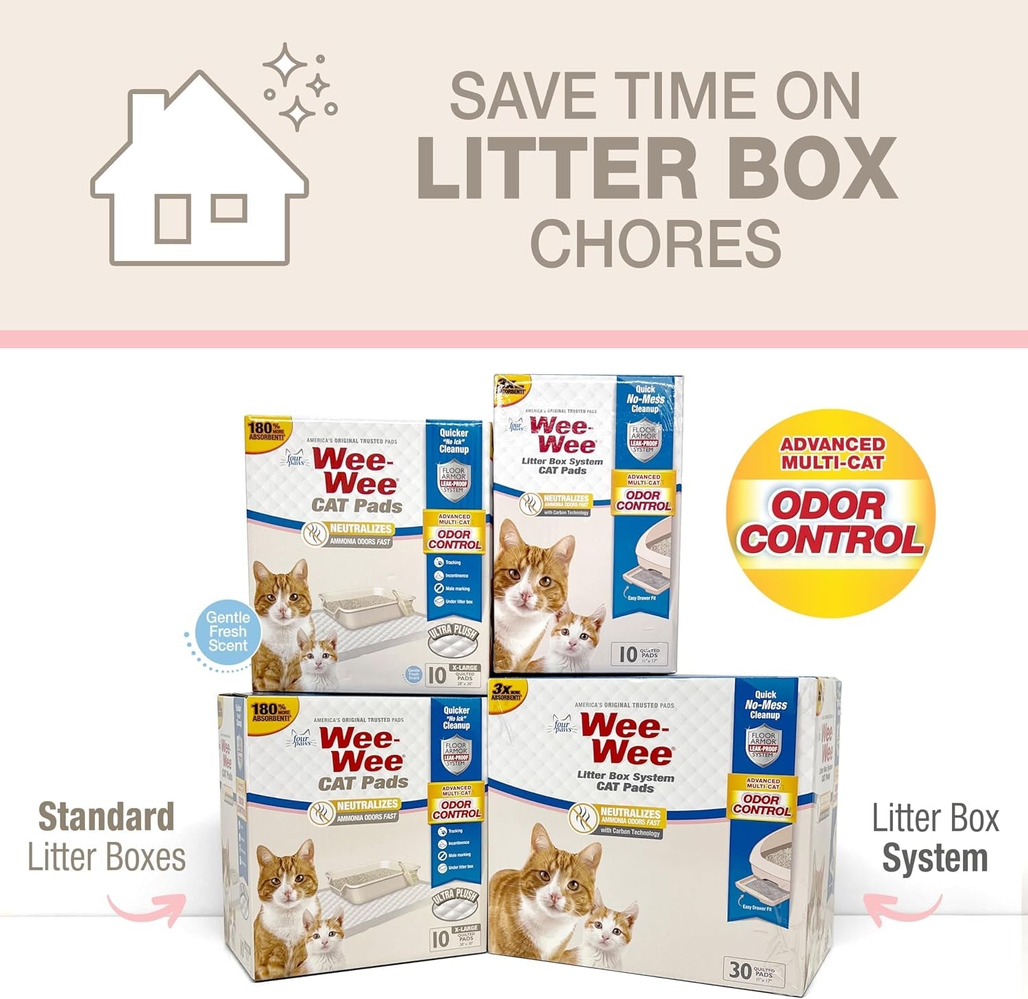 four-paws-wee-wee-cat-pee-pads-disposable-litter-box-mats-advanced-odor-control-fast-absorption-box-pee-pads-for-litter-tracking-28-x-30-fresh-scent-10-count