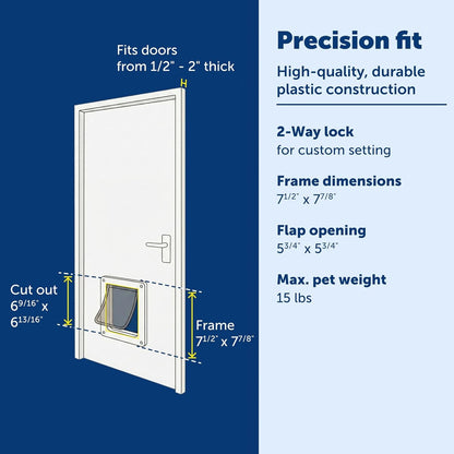 Petsafe Interior Cat Door, 2-Way Lock, White, Cats up to 15 Lb | High-Impact Frame with Transparent Flap, Fits Interior Doors, Hardware and Template Included4