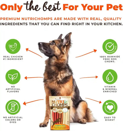 Nutri Chomps Dog Chews, 5-Inch Twists, Easy to Digest, Rawhide-Free Dog Treats, 15 Count, Real Chicken, Peanut Butter and Milk Flavors | a Rawhide-Free Chew That'S Gentle and Easy to Digest, Made with the Real, Wholesome Ingredients Dogs Love3