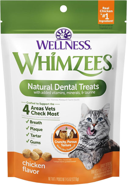 Wellness WHIMZEES Cat Dental Treats, Freshens Breath, Chicken and Salmon Flavor, 4.5 Oz Bag17