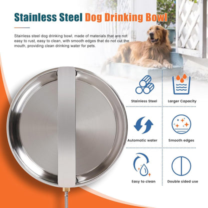 Automatic Dog Water Bowl Dispenser Large Breed Outdoor Stainless Steel Pet Waterer with Float Valve Auto Fill Dog Waterer for Large Dogs Cats Chicken Livestock4