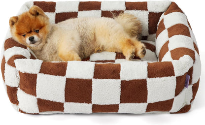 LE SURE Cute Dog Bed for Small Dogs Jacquard Washable Puppy Beds,25X21X7In | Rectangle Pet Bed,Comfy Orthopedic Pet Sofa for Home Decor,Anti Slip Bottom,Up to 15Lbs,Cozy Clouds Blue10