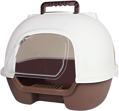 Dog Potty Training Toilet ﻿ Cat Litter Basin Fully Enclosed Large Toilet Closed Pet Supplies Coffee Color Double Door Space(Brown)1