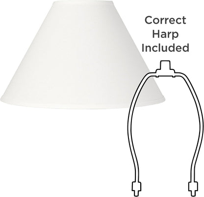 Large White Linen Chimney Lamp Shades 6X17X10 (Spider) Set of 2 | 6" Top X 17" Bottom X 10" High Replacement for Table + Floor Lamps Empire Shade Pre-Assembled Harp + Finial Fitting5
