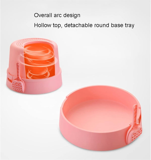 Dog Potty Training Toilet ﻿ Top Entry Cat Litter Box with Scoop Splash-Proof Multifunctional Toilet Base round Detachable Tray PP Material(C)6