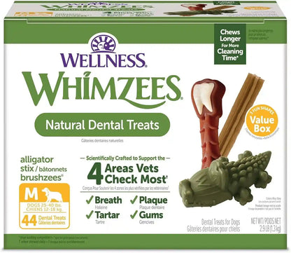 Wellness WHIMZEES Value Pack Natural Dog Dental Treat, Chews, Freshens Breath, Large Size, 50.9 Oz Box, 24 Count10