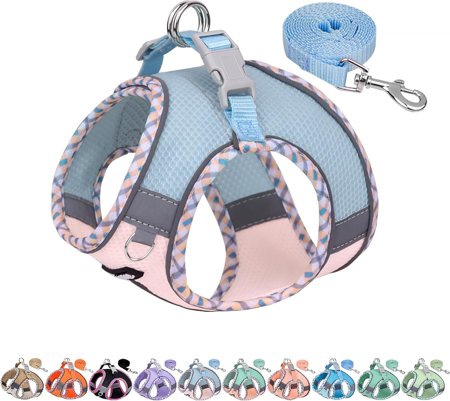 aiitle-tiny-dog-harness-lightweight-mesh-step-in-vest-for-puppy-reflective-escape-proof-design-with-high-stick-magic-tape-indoor-outdoor-use-for-chihuahua-maltese-shih-tzubrown-beige-xxxs