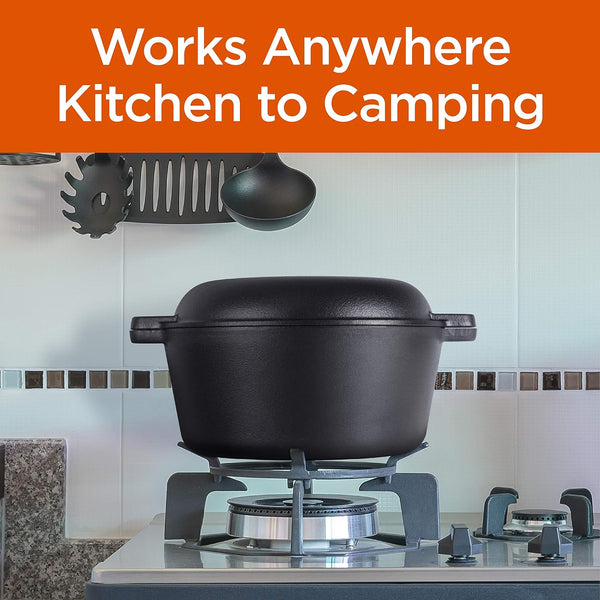 2-In-1 5-Qt. Dutch Oven, 10.25-Inch Skillet Lid, CHFL508 | Pre-Seasoned Cast Iron, Works on All Cooktops Including Induction, Outdoor Cookware for Campfires or Grills4