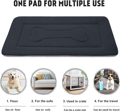 Large Dog Bed Soft Dog Crate Pad Mat, 42 in Non-Slip Bottom Washable Dog Sleeping Mattress Pet Beds Cat Bed Kennel Pad, Dark Blue Gray5