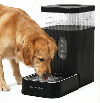Gardner Pet 2.2 Gallon Automatic Dog Water Bowl Dispenser 8.5L Gravity Water Feeder with Stainless Steel Bowl & Maifan Stone Filter, Bpa-Free for for Cats and Dogs (Black, 2.2 Gallon)1