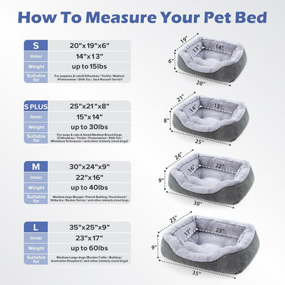 INVENHO Medium Dog Beds for Medium Dogs Washable, Rectangle Dog Bed Medium Size Dog, Orthopedic Dog Bed, Warming Soft Calming Sleeping Puppy Bed Durable Pet Bed with Anti-Slip Bottom M(30"X24"X9")5