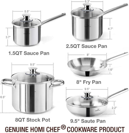 14-Piece Nickel Free Stainless Steel Cookware Set - Nickel Free Pots and Pans Set - Non-Toxic, Healthy Induction Cookware7