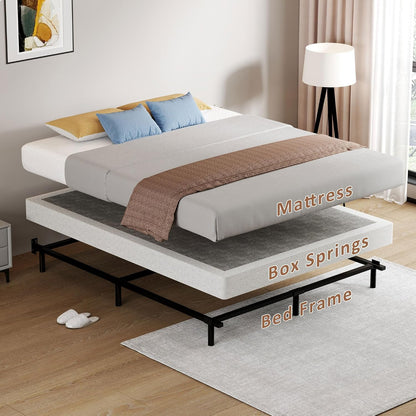 Queen Size Box Springs - 5 Inch Low Profile Mattress Foundation No Noise Heavy Duty Metal Basics Bed Base with Clean Fabric Cover, Easy Assembly8