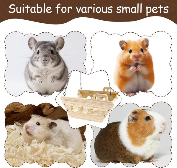 Natural Wood Chinchilla Toy Hammock for Cage Swing, Hanging Chinchilla Bed, Wooden Toys and Cage Accessories, Hut Ledges and Resting Areas for Indoor Habitat Enrichment6