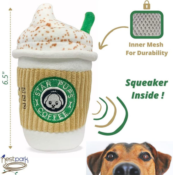 Nestpark Parody Star Pups Coffee Dog Toy Pup'Kin Spice Latte - Funny Plush Squeaky Crinkle Dog Toys for Medium, Small and Large for Dog Birthday6