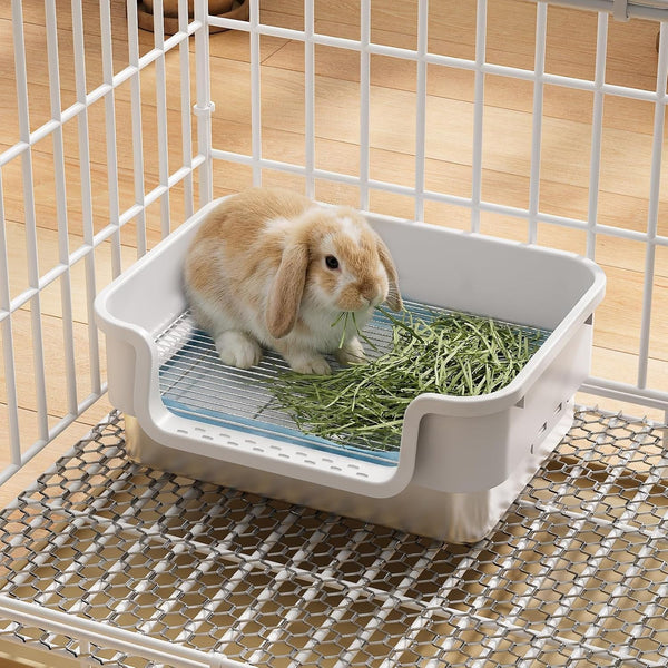 Stainless Steel Sifting Litter Box for Rabbit, Bunny, 16.9×13.4 In(L×W) | Raised Border, Split Double-Layer, Metal Grate, Easy Clean, Extra-Large Space for Guinea Pig, Ferret7