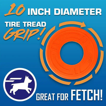 Nerf Dog Atomic Flyer Outdoor Dog Toy, 10 Inch Flying Disc Dog Fetch Toy, Rubber Dog Toy for Medium Dogs and Large Dogs, Orange3