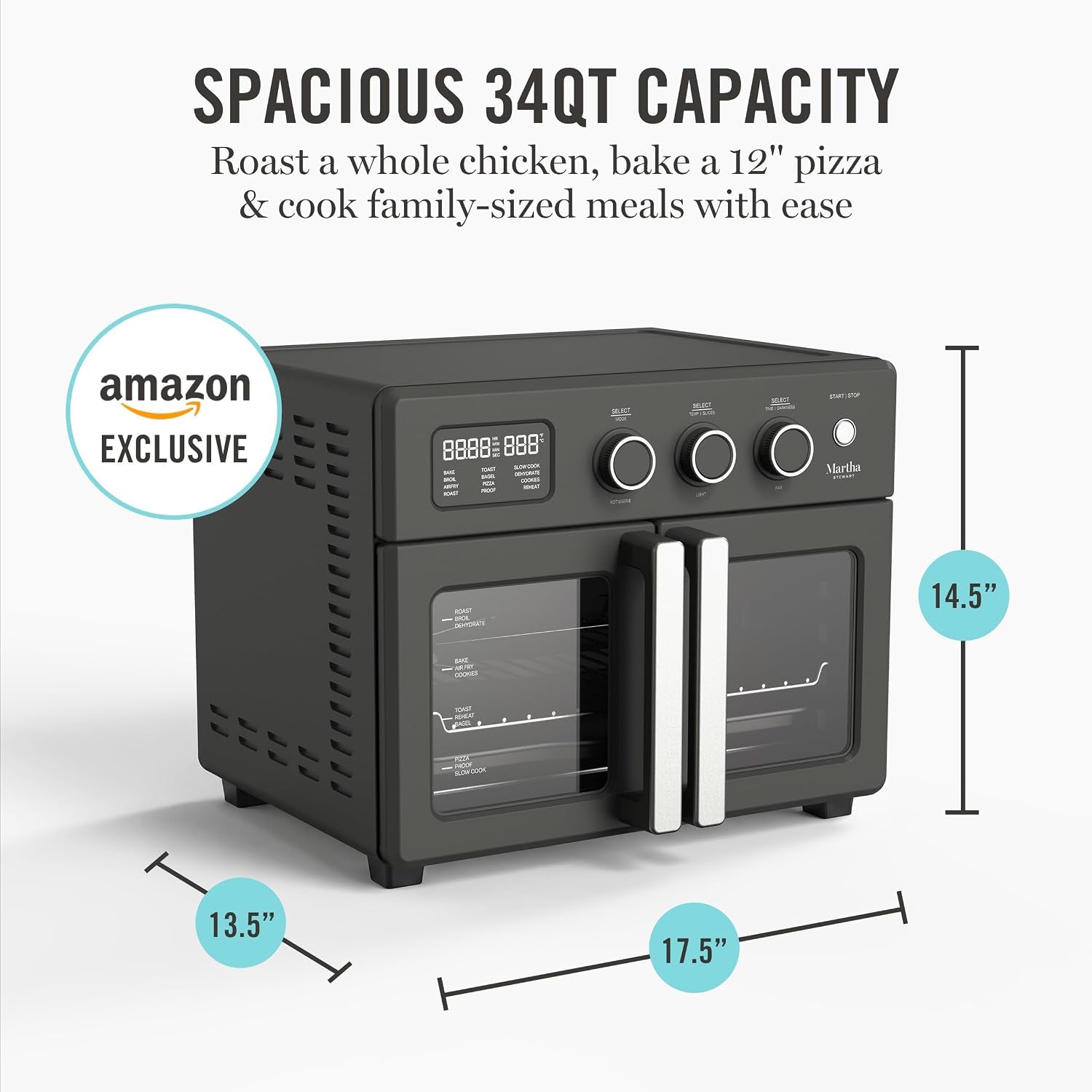 french-door-air-fryer-toaster-convection-oven-34qt-caviar-12-in-1-countertop-oven-bake-broil-roast-fits-12-pizza-dehydrate-air-fry-basket-oven-rack-rotisserie-black