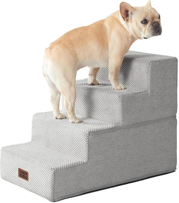 EHEYCIGA Dog Stairs for Bed 18" H, Dog 4-Steps for High Bed, Olive Green | Pet Steps for Small Dogs and Cats, Non-Slip Balanced Pet Ramp Indoor44