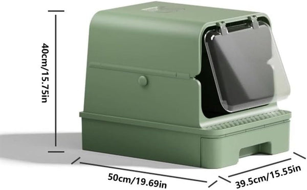 Pet Supplies, Enclosed Cat Litter Box with Door & Drawer, Anti-Splash Lid, Scoop Included(Gray)2