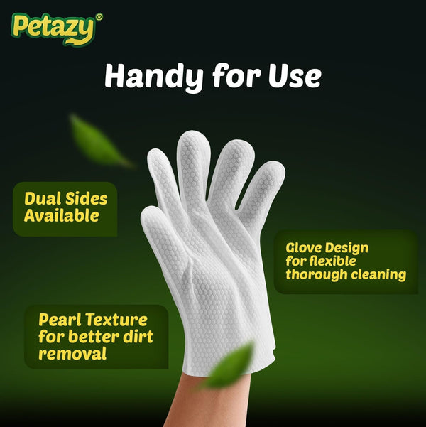 Petazy Pet Glove Wipes for Dogs & Cats – Hypoallergenic Thick Cleaning Gloves with Aloe & Coconut Oil for Paws, Face, Ears & Butt, Instant No Rinse Grooming Wipes to Deodorize and Hydrate, 25 Pack9