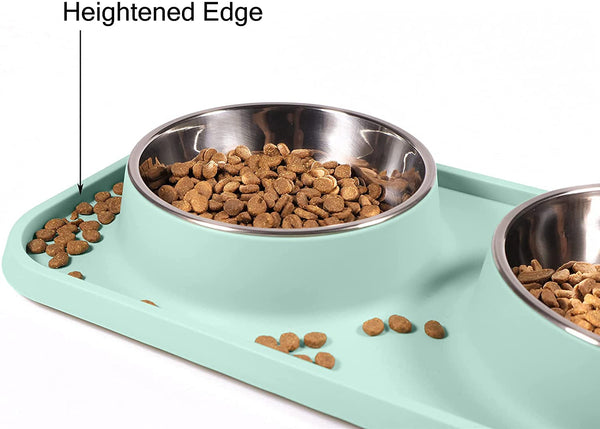 L.D.Dog Cat Food Bowls, Cat Bowls Non-Skid and Non-Spill Silicone Pads with PP Stand, Removable Stainless Steel Food and Water Dishes for Cats, Small Size Dogs2