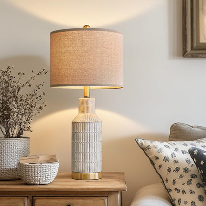 25" Table Lamps Set of 2 - Modern Bedside Lamps for Living Room - White Washed Ceramic Nightstand Lamps for Bedroom8