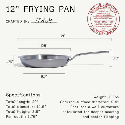 Made in Cookware - 12-Inch Stainless Steel Frying Pan - 5 Ply Stainless Clad - Professional Cookware - Crafted in Italy - Induction Compatible3