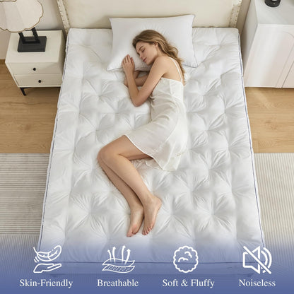 5 Inch Memory Foam Mattress Topper Queen Size, Extra Thick Supportive Pillow Top Mattress Pad, Breathable & Fluffy Soft Bed Topper with Gel Memory Foam，60"X80"6