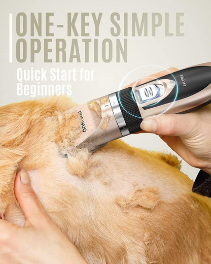 Oneisall Dog Clippers Grooming Kit for Dogs Cats Pets | Low Noise, Rechargeable Cordless, Long Battery Life, Simple for Beginners, 6 Guide Combs, Removable & Rinsable Blade4