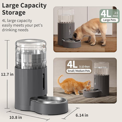 JUNSPOW Cat Water Dispenser and Stainless Steel Bowl | Automatic Gravity Water Dispenser for Cats or Small Medium Size Dogs, Large Capacity, Easy to Clean and Safe for Pets2