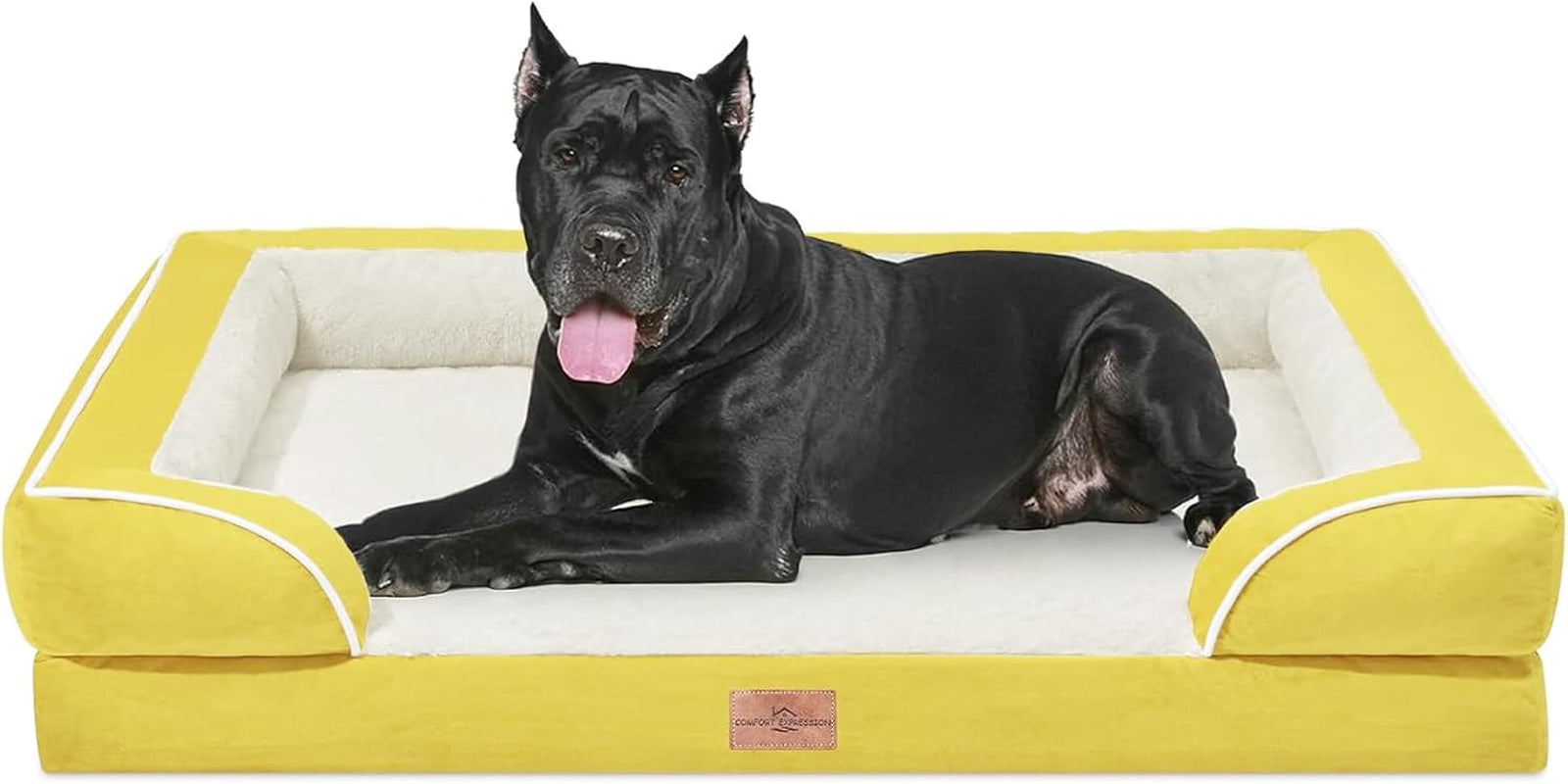 comfort-expression-orthopedic-dog-bed-for-extra-large-dogs-with-bolster-waterproof-dog-couch-bed-with-washable-cover-non-slip-bottom-supportive-egg-crate-foam-xl-pet-bed-42x30-inch