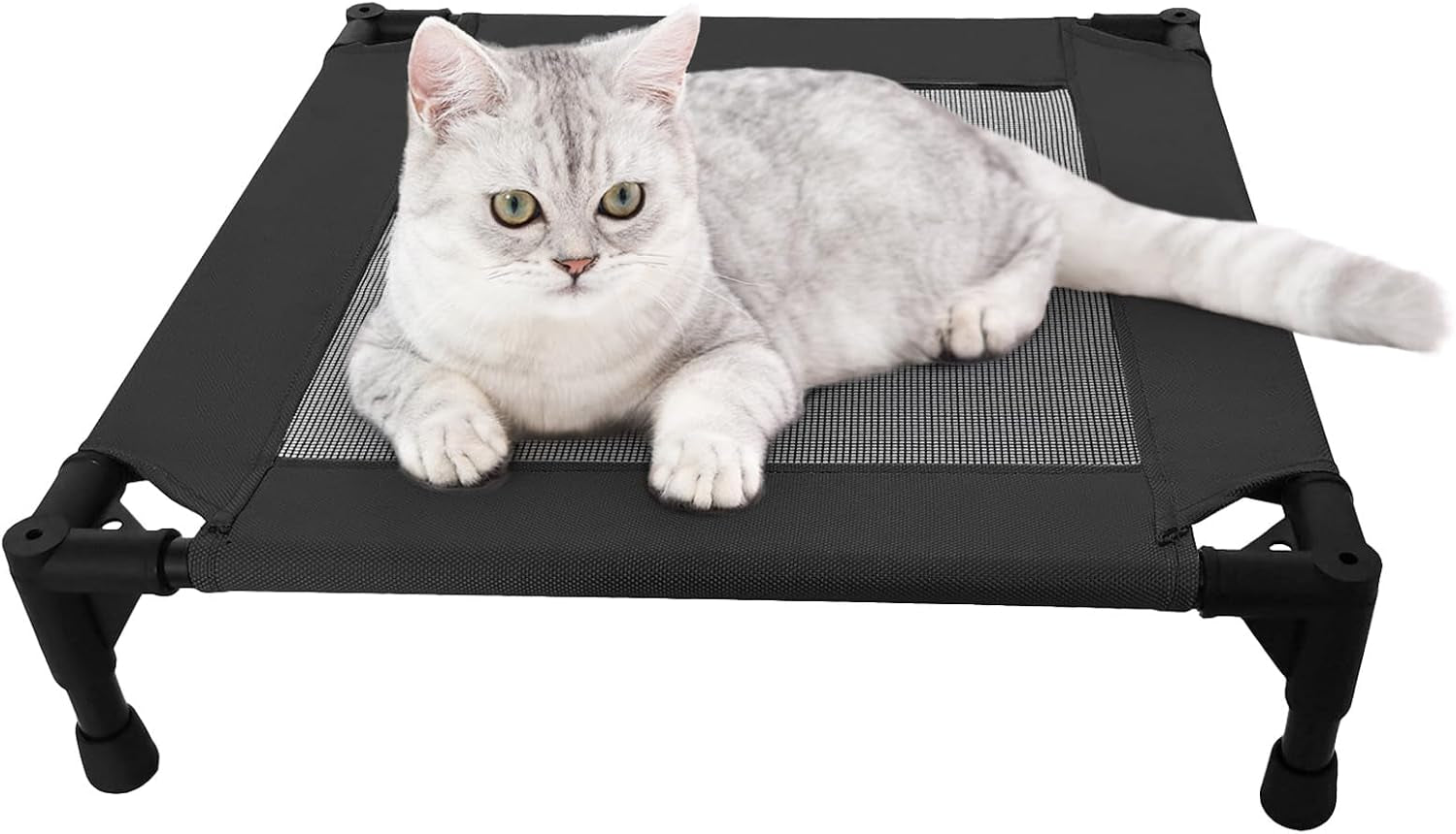 pozico-elevated-pet-bed-with-breathable-mesh-for-small-cat-and-dog-raised-cooling-pet-cot-for-puppy-and-kitty-18-9x18-9-inch-black-bed