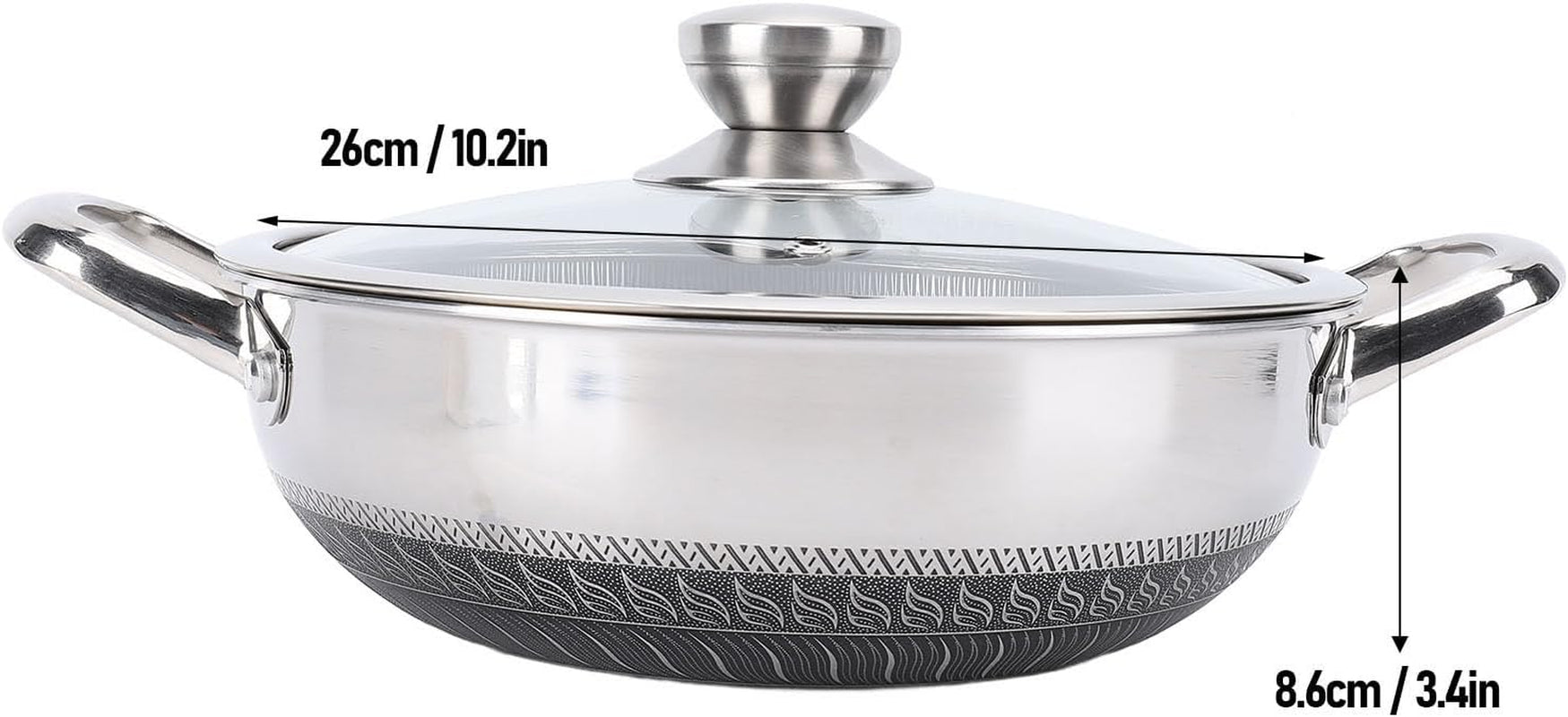 stainless-steel-wok-pan-nonstick-frying-pan-honeycomb-stir-fry-skillet-with-lid-compatible-with-induction-cooker-gas-range-dishwasher-safe-26cm