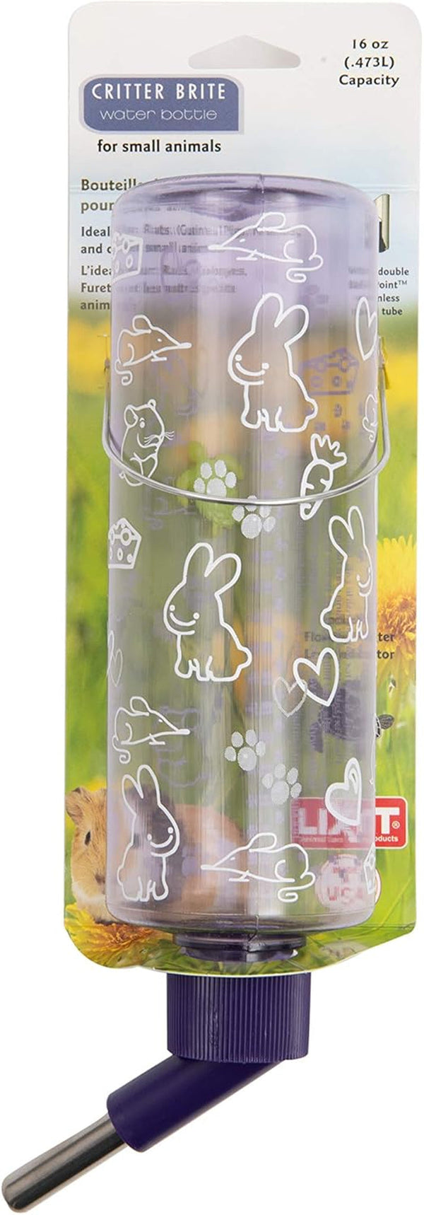 Lixit Standard Cage Water Bottles for Rabbits, Ferrets, Guinea Pigs, Hamsters, Rats, Mice and Other Small Animal'S (16 Ounce, Clear)1