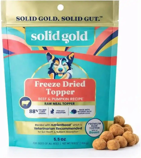 Solid Gold Freeze Dried Dog Food - W/Real Beef, Pumpkin & Superfoods - Freeze Dried Raw Dog Food Toppers for Picky Eaters to Serve as a Nutrient-Dense Meal Topper or High Protein Treats - 1.5Oz11