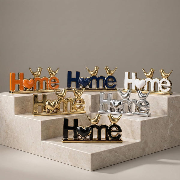 Home Sign Statue and Gold Love Birds Figurines, Modern Animal Home Decor Knick Knack, Ceramic Bird Statue for Floating Shelf Coffee Table Bookcase TV Stand Accent Side Table Decorative7