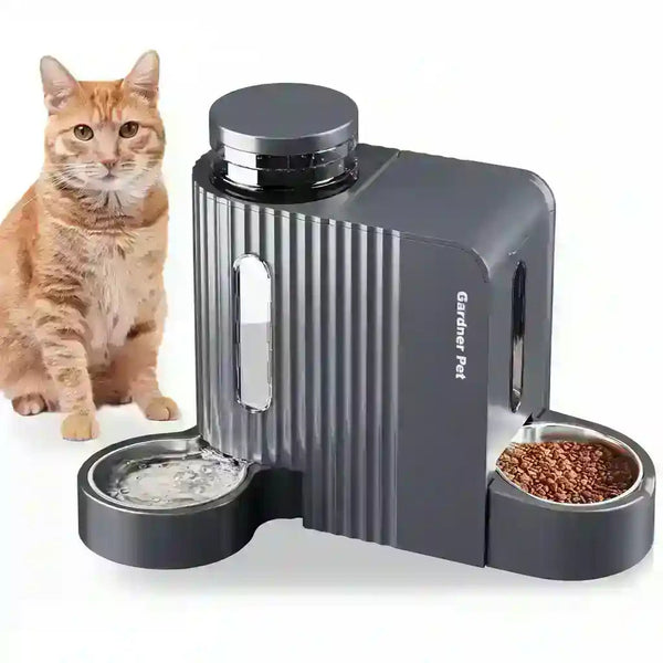 Automatic cat feeder and water dispenser with dry food and fresh water bowls1