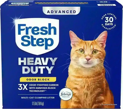 Fresh Step Heavy Duty cat litter with odor block and Febreze freshness for multi-cat households1