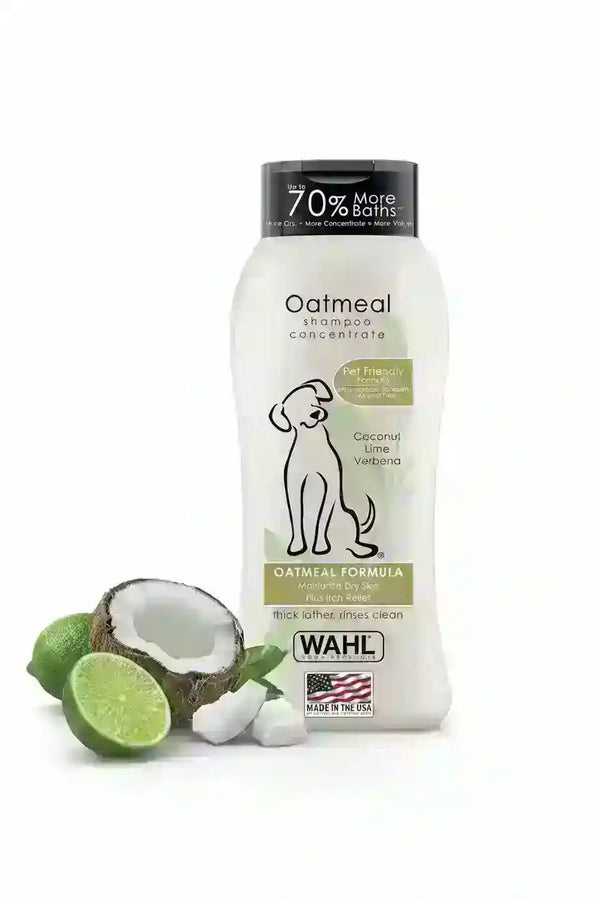 Oatmeal dog shampoo concentrate with coconut lime verbena scent, moisturizes dry skin and relieves itch1