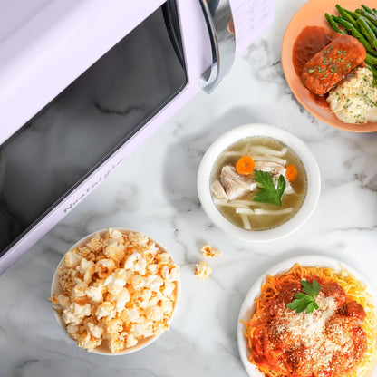 Modern Retro Compact Countertop Microwave Oven - 0.7 Cu. Ft. - 700-Watts with LED Digital Display - Child Lock - Easy Clean Interior - Lavender3