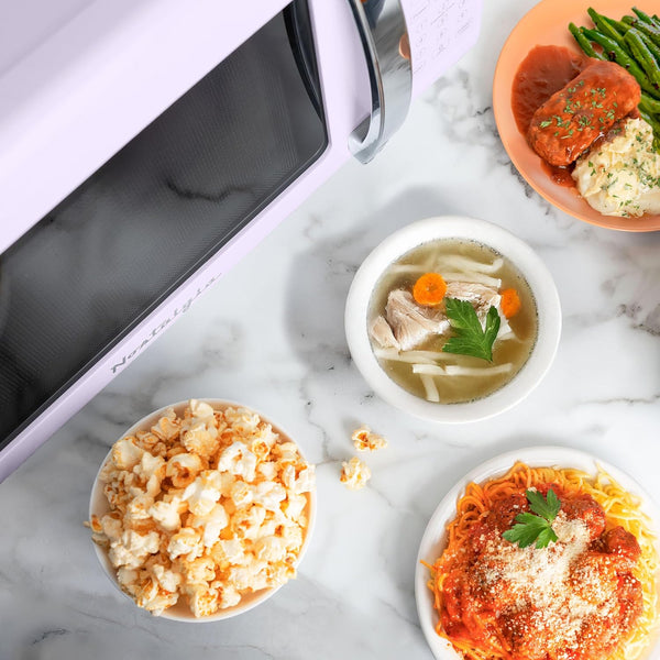 Modern Retro Compact Countertop Microwave Oven - 0.7 Cu. Ft. - 700-Watts with LED Digital Display - Child Lock - Easy Clean Interior - Lavender3