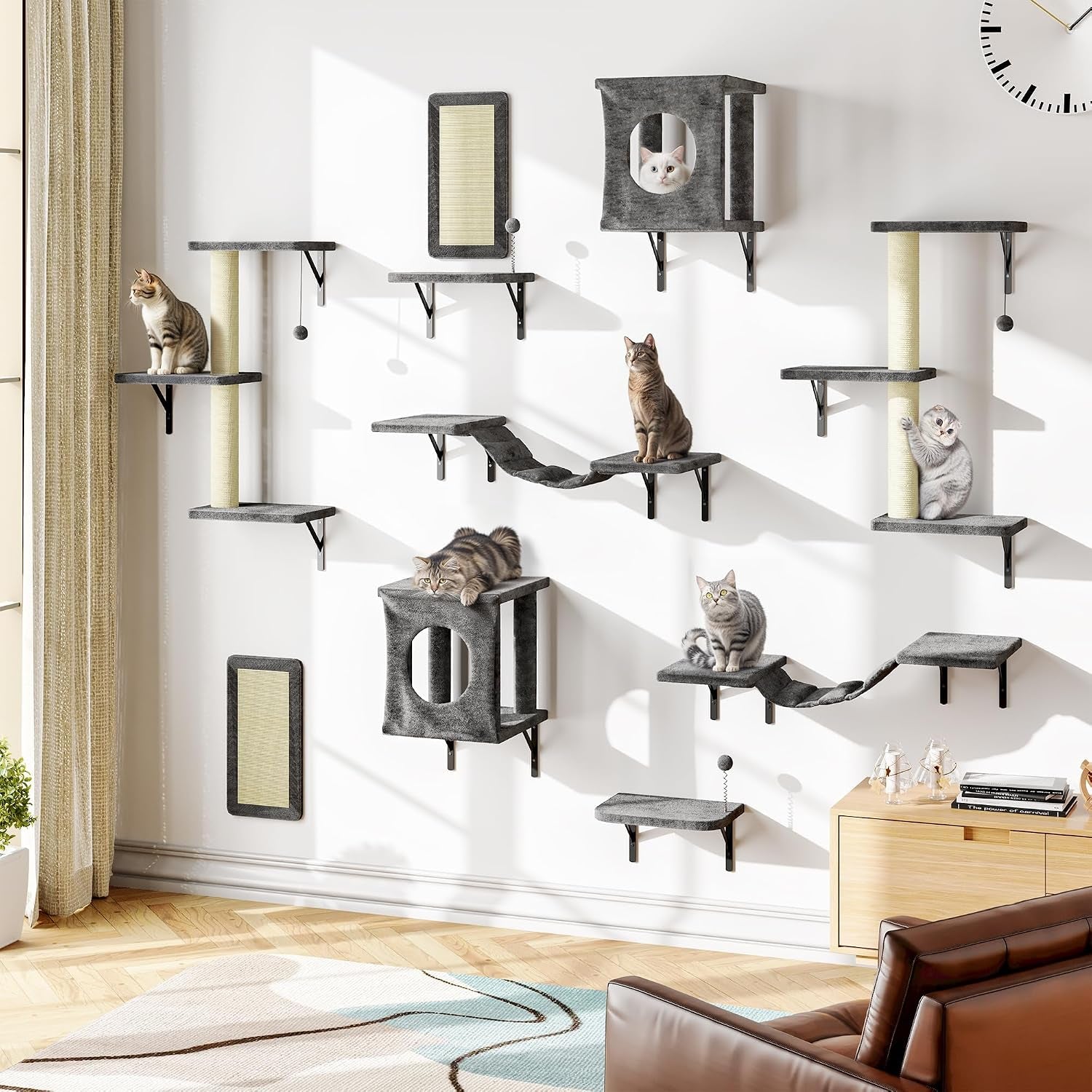 nunu-lab-wall-mounted-cat-furniture-set-6-pcs-climber-set-with-house-bridge-steps-scratcher-board-diy-walls-playground-indoor-cat-shelves-gray