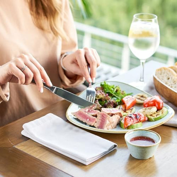 5-Piece Stainless Steel Flatware Set and Coating-Free Hybrid Stainless Steel Wok with Lid, 12.6" Flat-Bottom Stir-Fry Pan2