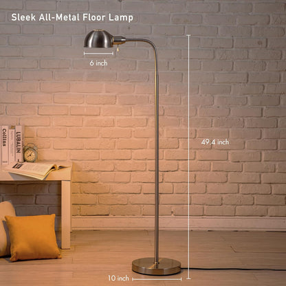 Adjustable Floor Lamp with Flexible Gooseneck and Rotatable Shade, E26 Socket, 10-Inch Base - Ideal for Reading, Bedside, Living Room, Brushed Nickel3