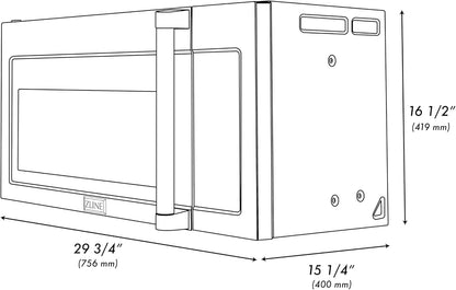 ZLINE 30" 1.5 Cu. Ft. over the Range Microwave in Stainless Steel with Traditional Handle and Set of 2 Charcoal Filters (MWO-OTRCFH-30)4
