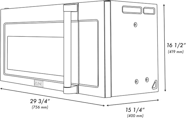 ZLINE 30" 1.5 Cu. Ft. over the Range Microwave in Stainless Steel with Traditional Handle and Set of 2 Charcoal Filters (MWO-OTRCFH-30)4