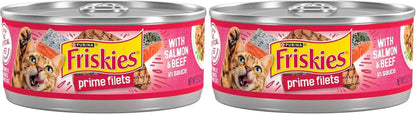 Purina Friskies Prime Filets with Salmon and Beef in Sauce High Protein Wet Cat Food - (Pack of 24) 5.5 Oz. Cans12